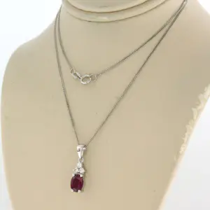 Acheter14k gouden collier en hanger met robijn en briljant geslepen diamant tot.0,10ct? Enchérissez de 450!