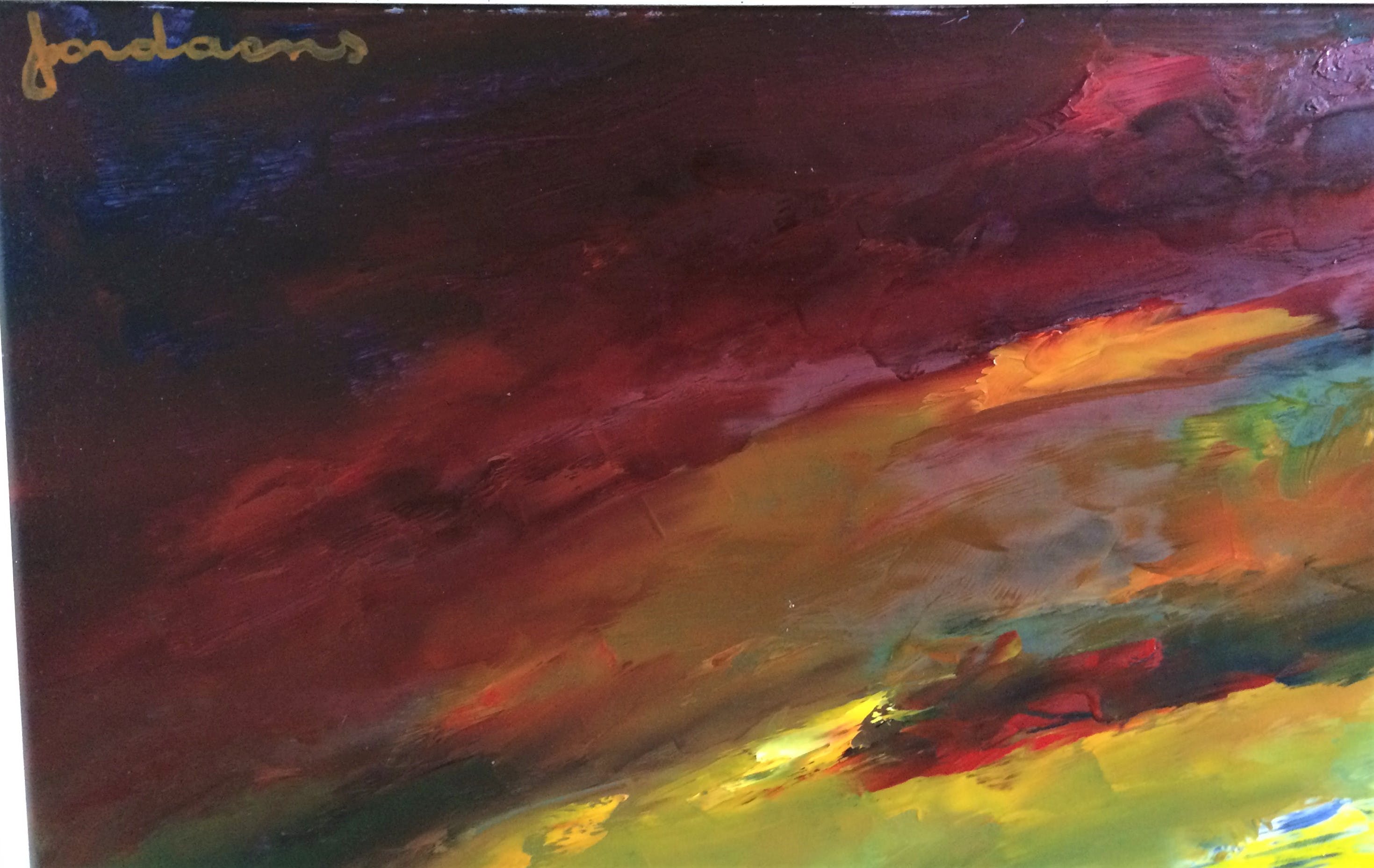 Leo Jordaens - Groot expressief kleurrijk landschap kopen? Bied vanaf 275!