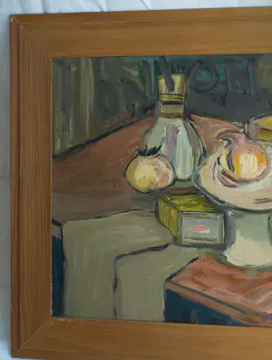 Niet of onleesbaar gesigneerd - Olieverf op schilderskarton , Onions , stilleven - ingelijst kopen? Bied vanaf 1!
