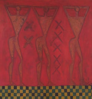 Fred van der Pijl - Olieverf op doek, Klaagvrouwen - Ingelijst (Zeer groot) kopen? Bied vanaf 1!