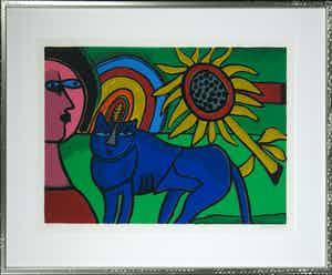 Corneille - Zeefdruk, Chateau l'arc en ciel - Ingelijst verkocht voor € 200!