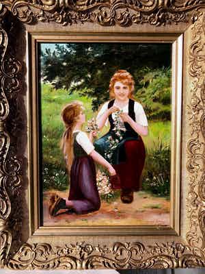 Niet of onleesbaar gesigneerd - Bloemenmeisjes verkocht voor € 1!