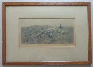 Anton Mauve (sr.) - HERDER MET KUDDE SCHAPEN / ZW-W GRAVURE / 39x54cm / KADER / CAREL LODEWIJK DAKE kopen? Bied vanaf 45!