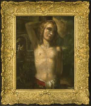 Henri van de Velde - Olieverf op doek, Bijbelse voorstelling - Ingelijst verkocht voor € 200!