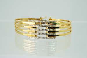 1232 - Elegante 14 karaats gouden Bicolor unisex armband - open model - gekeurd verkocht voor € 330!