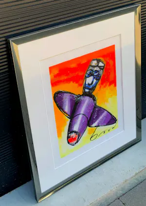 Herman Brood - Ingelijste zeefdruk: Vliegtuig kopen? Bied vanaf 350!