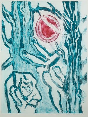 Jan Sierhuis - Kleurenets, Hoofd bij bomen in de zon - Ingelijst kopen? Bied vanaf 60!