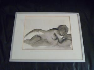 Maya Wildevuur - Liggend naakt - aquarel - 22 x 27 cm / afgeprijsd kopen? Bied vanaf 30!