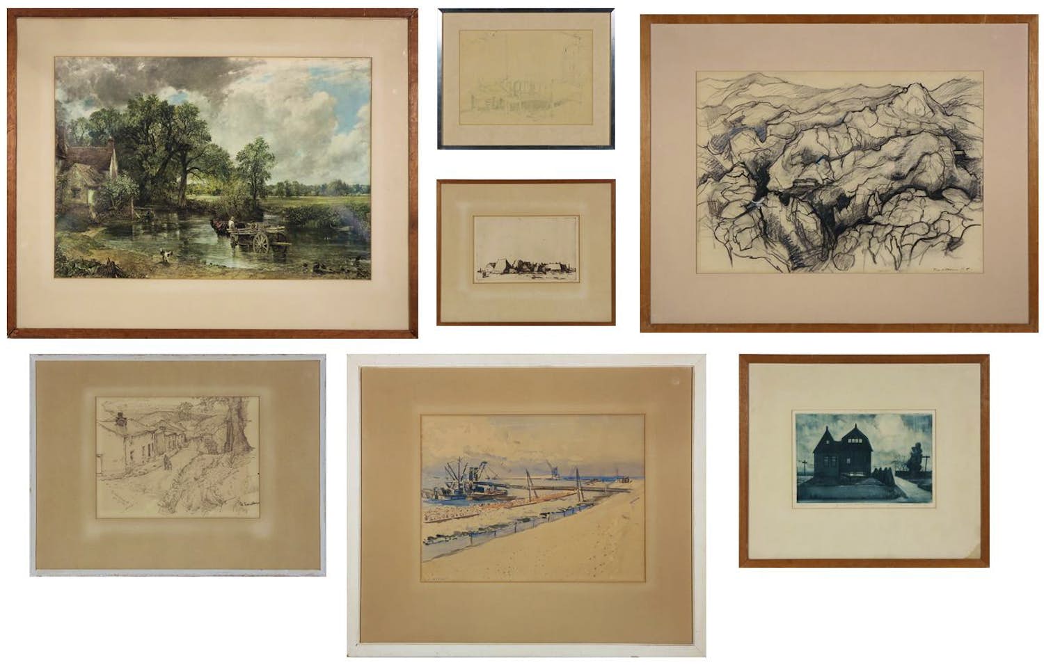 Buy Bob Buys - en anderen! - Lot van 7 ingelijste kunstwerken? Bid from 30!