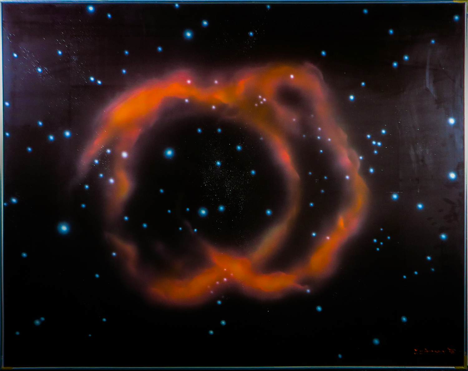 Johan Zitman - Spuitbus op doek, Planetaire nevel - Ingelijst (Zeer groot) kopen? Bied vanaf 200!