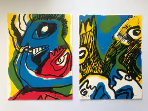 Bengt Lindstrom - Twee originele gekleurde lithografieën - Gesigneerd - XXV verkocht voor € 80!