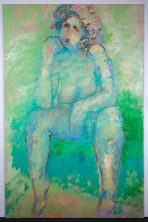 Angelos Tassopoulos - Olieverf op doek, Vrouw - Zeer groot kopen? Bied vanaf 500!