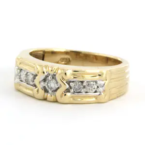 14k bicolour gouden ring bezet met briljant geslepen diamant tot. 0.13ct kopen? Bied vanaf 500!