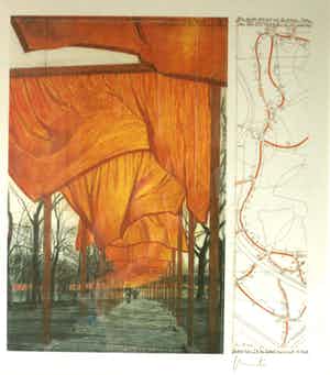 Christo - Project " The Gates " Central Park ,handgesigneerd en ingelijst in Barth-lijst. verkocht voor € 350!