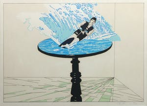 Hans Wap - Litho, Surf tafel - Ingelijst kopen? Bied vanaf 20!