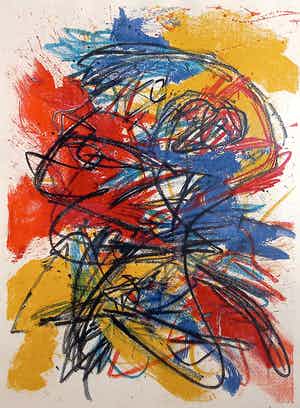 Karel Appel - Figuren, litho (mooi ingelijst, groot) verkocht voor € 600!