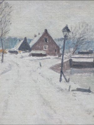 Willem Witjens - Wintergezicht bij de sluis - Olieverf / Marouflé kopen? Bied vanaf 200!