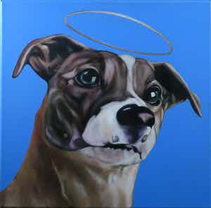 Jan Bollaert - Acryl op doek, Holy doggy verkocht voor € 1!