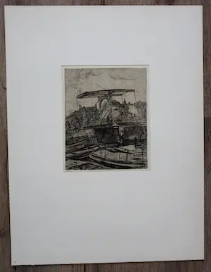 Pieter Dupont - Ets: Ophaalbrug Amsterdam - 1894 kopen? Bied vanaf 125!