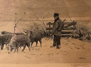 Philip Zilcken - Landschap met herder en schapen kopen? Bied vanaf 45!