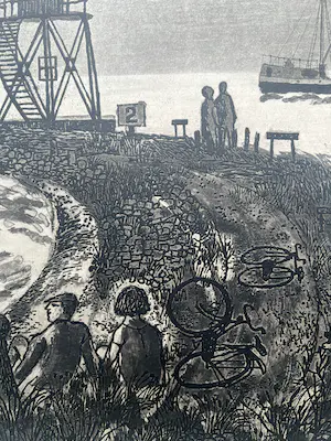 Herman Berserik - handgesigneerde ets | 'Op de pier' | 1961 kopen? Bied vanaf 80!