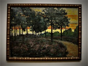 Niet of onleesbaar gesigneerd - Fraai omstr 1930 geschilderd olieverf "Boslandschap late zomeravond" gesigneerd kopen? Bied vanaf 10!