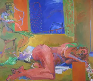 Klaas Sans - Olieverf op doek, Au 27ieme etage... - Ingelijst ( Zeer Groot) kopen? Bied vanaf 150!