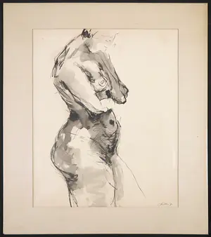 Franscz Witte - Inkttekening, Staand naakt kopen? Bied vanaf 1!