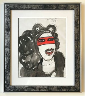 Corneille - Originele ingelijste tekening - La belle au bandeau rouge kopen? Bied vanaf 1500!