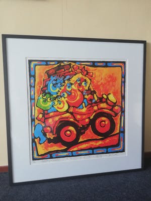 Ad Verstijnen - Opvallende vrolijke kleurenzeefdruk kopen? Bied vanaf 150!