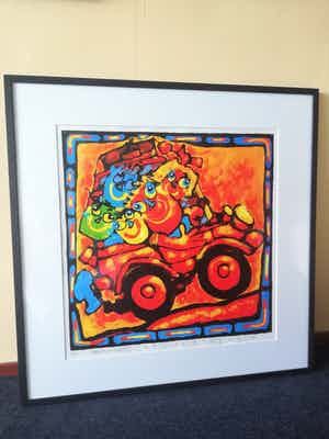 Ad Verstijnen - Opvallende vrolijke kleurenzeefdruk verkocht voor € 150!