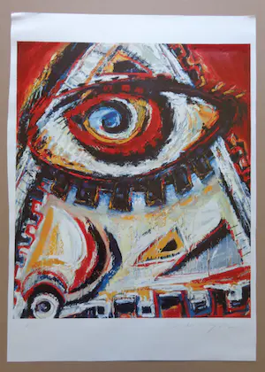 Henk Vierveijzer - ABSTRACTIE / KLEURZEEFDRUK / 70x50cm / SIG kopen? Bied vanaf 25!