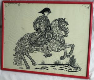 Niet of onleesbaar gesigneerd - Inkttekening , “Ruiter te Paard” – ingelijst kopen? Bied vanaf 10!