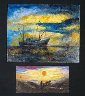 Martin Reisberg - Lot van twee werken, acryl op board kopen? Bied vanaf 1!