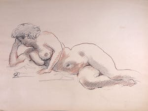 Jan Sluijters (jr.) - Krijttekening op papier, Liggend naakt kopen? Bied vanaf 1!