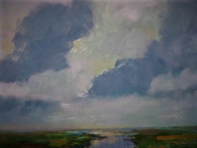 Hans Schiereck - Fraai impressionistisch olieverf "Waterland bij invallende zomeravond" gesignee  kopen? Bied vanaf 1!