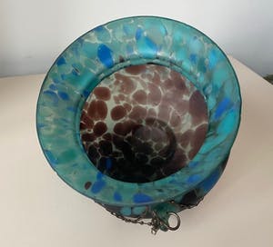 Niet of onleesbaar gesigneerd - Art Deco gemarmerde satijn glazen hangplanter kopen? Bied vanaf 1!