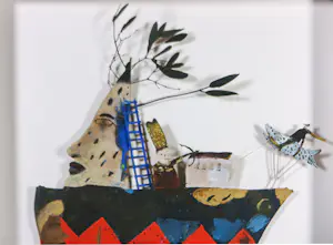 Werner Lehmann - Collage, keramiek en acryl, Zonder titel - Ingelijst kopen? Bied vanaf 250!