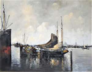 Niet of onleesbaar gesigneerd - Havengezicht verkocht voor € 10!