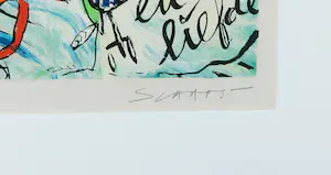 Miriam Slaats - Zeefdruk, Dansen in het licht van goud en liefde - Ingelijst kopen? Bied vanaf 35!