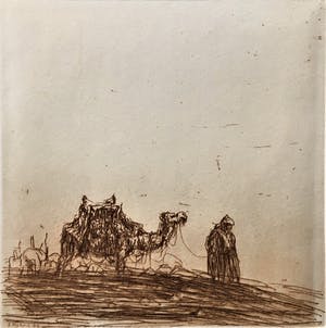 Simon Koene - Figuur met kameel afdalend vanaf hoogte kopen? Bied vanaf 25!