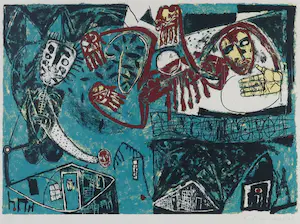 Rik van Iersel - Zeefdruk, Zonder titel - Ingelijst kopen? Bied vanaf 1!