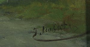 Hendrik Jan ten Cate - Olieverf op paneel, Landschap met boerenkar kopen? Bied vanaf 100!