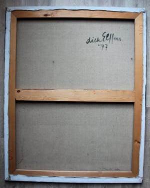 Dick Elffers - surrealistisch stilleven in landschap - 1977 kopen? Bied vanaf 475!