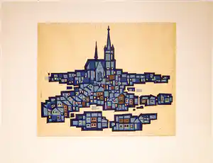 Akke Sins - Linosnede, Stad II verkocht voor € 40!