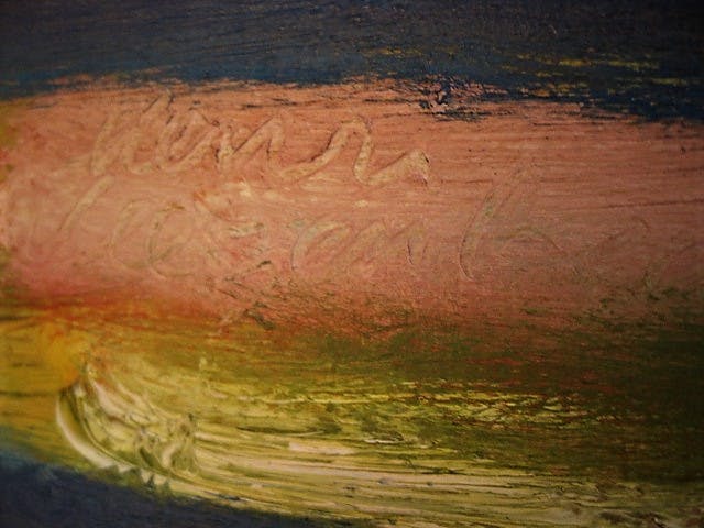 Niet of onleesbaar gesigneerd - Groot Acryl op Doek - Kust gezicht met ondergaande zon - gesigneerd kopen? Bied vanaf 1!