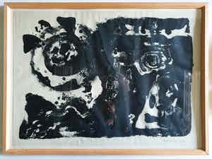 Jef Diederen - Zonder titel (litho in fraaie eiken lijst) verkocht voor € 75!