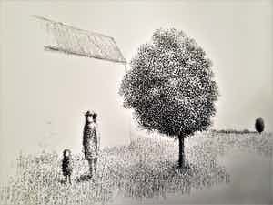 Metten Koornstra - Grote litho -1977- bep. oplage (90 ex) 'moeder en dochter' - potloodgesigd. verkocht voor € 59!