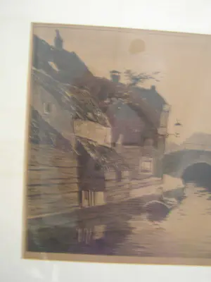 Ype Wenning - Oudewater, dorpsgezicht met bruggetje en man in boot. kopen? Bied vanaf 25!