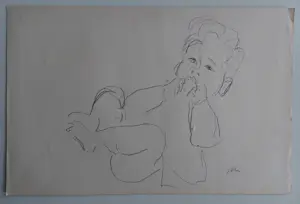 Jan van der Zee - 2 potloodschetsen kopen? Bied vanaf 40!